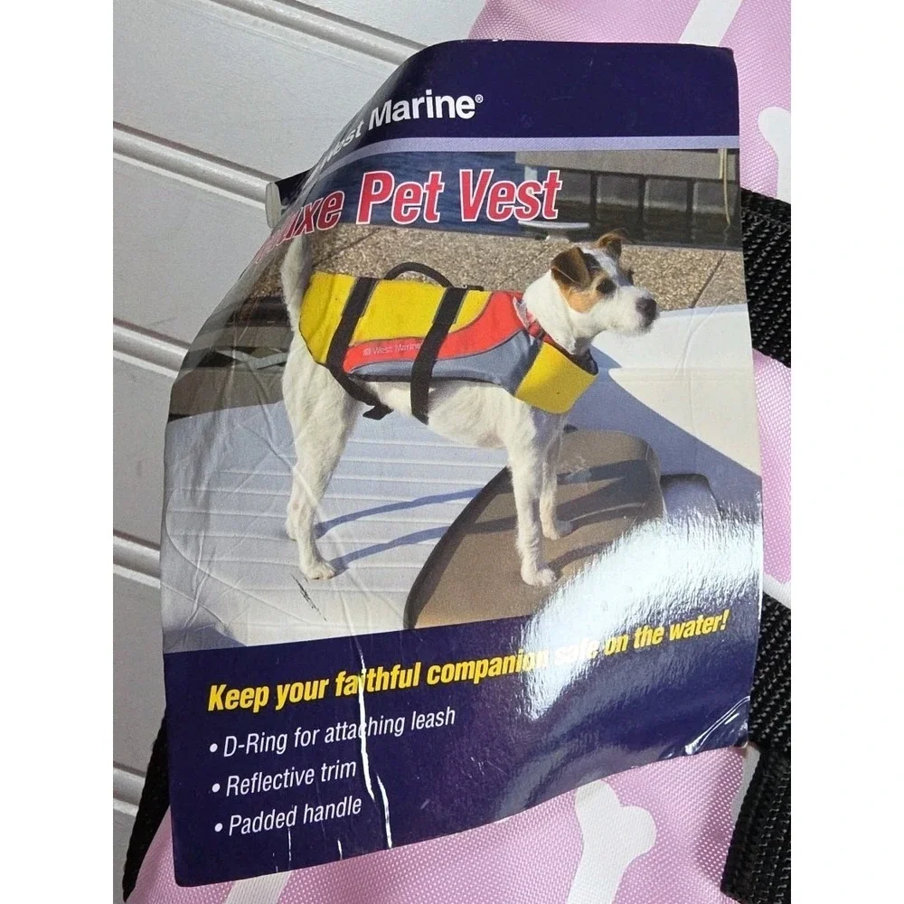 Pet Vest by West Marine Water Boat Safety Dog Life Vest Large 60 To 90 Lbs Pink